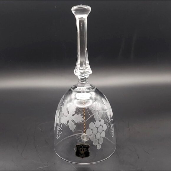 Vintage Golden Crown E&R Lead Crystal Grapevine Hostess Dinner Bell France - Picture 1 of 6